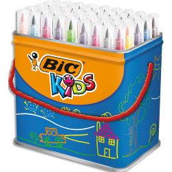 BIC Kids Ecriture Visaquarelle Feutres de Coloriage avec Pointe Pinceau - Couleurs Assorties, Pot de 84