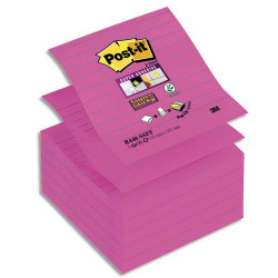 POST-IT Lot de 5 recharges Znotes Super Sticky Fuchsia 90 feuilles lignées 101x101 mm