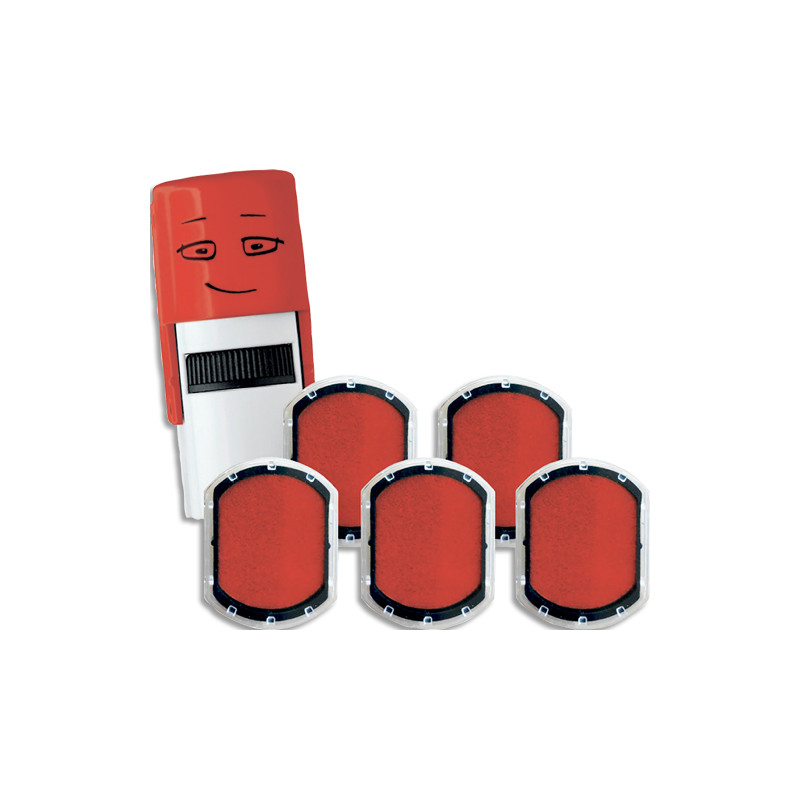 COLOP Boîte de 5 encriers rouge brave pour tampon Nio Emoji