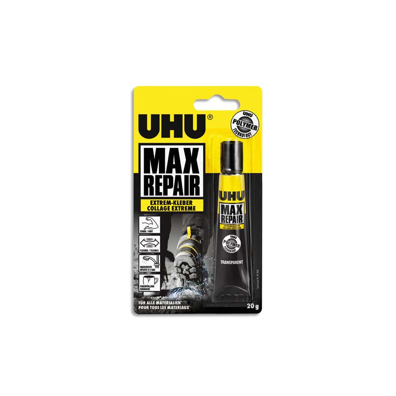 UHU Tube de 20g de colle de bricolage multi-usages pour tous matériaux sur toutes surfaces.