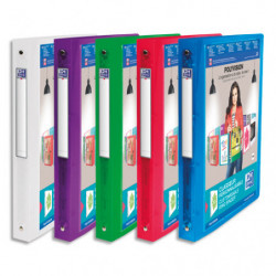 OXFORD Classeur personnalisable 1 face Polyvision 4 anneaux. Polypropylène 8/10e.Dos 3cm.Coloris assortis