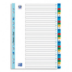 OXFORD Intercalaire numérique 31 positions en polypropylène 12/100e. Format A4. Coloris assortis