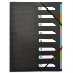 OXFORD Trieur Memphis 8 positions en polypropylène opaque. Fermeture par élastique. Coloris Noir