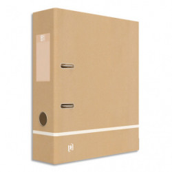OXFORD Classeur à levier TOUAREG dos 8cm. Kraft recyclé. Coloris beige liseret assortis