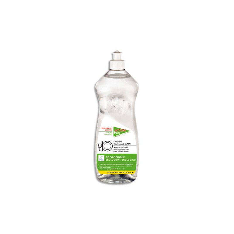 ACTION VERTE Flacon de liquide vaisselle main 1 litre, environ 100 lavages