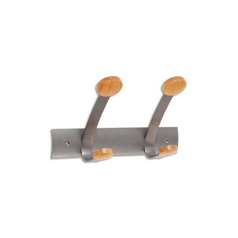 ALBA Doubles patères et crochets embouts en bois jusqu'à 20kg L30 x H15,6 x P9,36 cm Gris aluminium