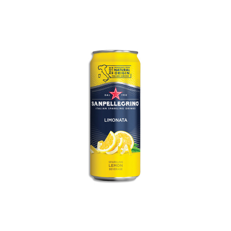 SAN PELLEGRINO Canette 33 cl de jus pétillant minérale aromatisé Limonata Citron à base de concentré