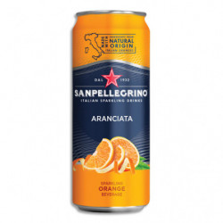 SAN PELLEGRINO Canette 33 cl de jus pétillant minérale aromatisé Aranciata Orange à base de concentré