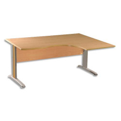 SIMMOB Bureau compact retour à droite alu hêtre L160 x P80/100 cm