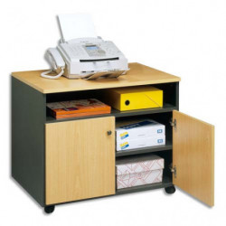 SIMMOB Meuble photocopieur 2 portes + tablette et niche coloris hêtre anthracite