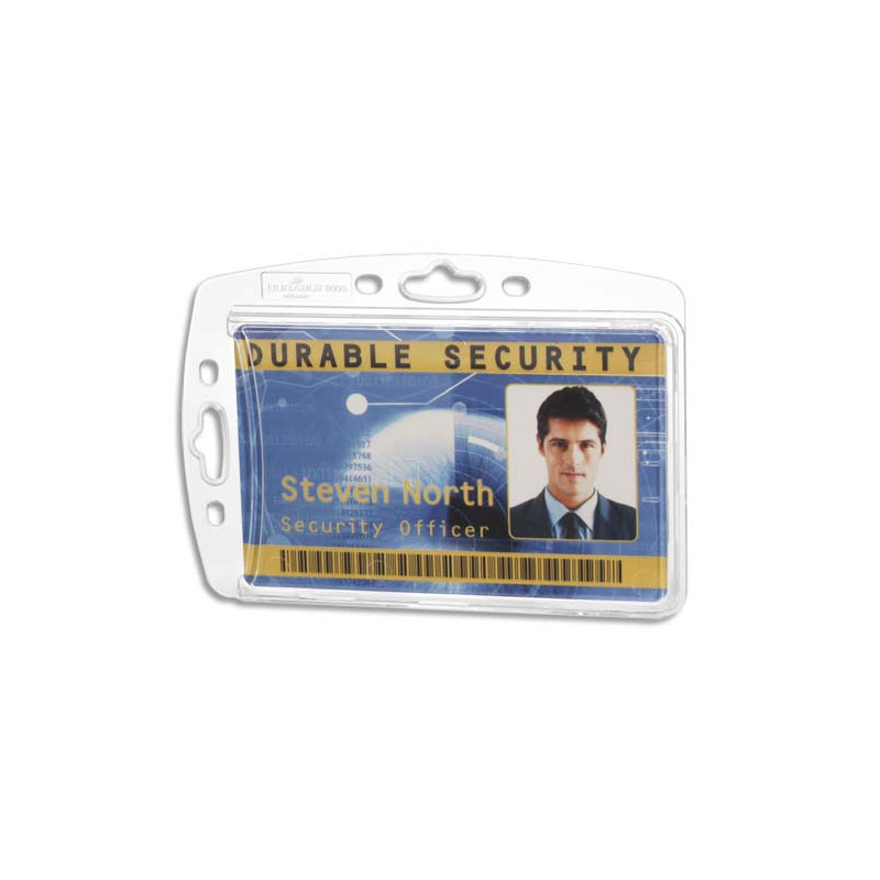 DURABLE Boîte 10 Porte-badges fermé pour 1 carte format portrait ou paysage - L85 x H54 mm - Transparent