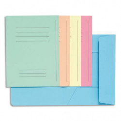 EXACOMPTA Paquet de 50 chemises pré-imprimés 3 rabats SUPER 250 en carte 210 grammes coloris assortis