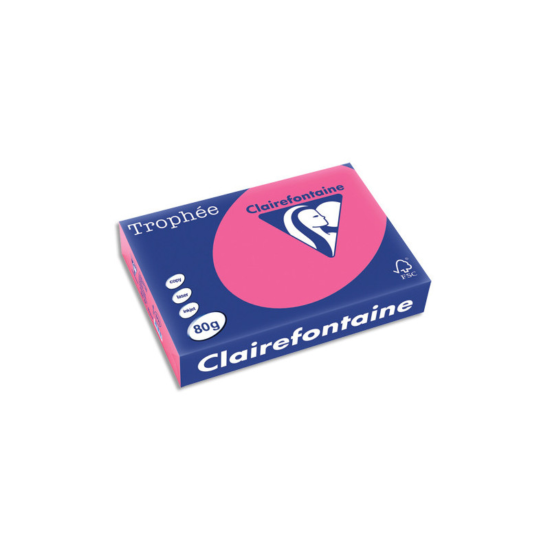 CLAIREFONTAINE Ramette de 500 feuilles papier couleur TROPHEE 80 grammes format A4 Rose Fuchsia 1771