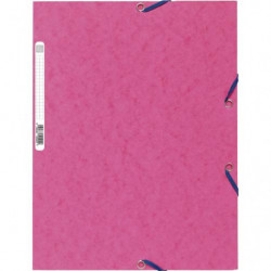 EXACOMPTA Chemise 3 rabats et élastique, en carte lustrée 5/10e, 400gr. Format 24x32cm. Coloris Fuchsia.