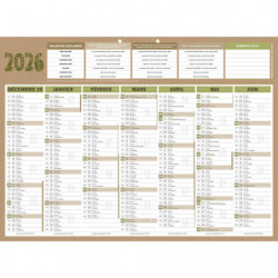 CBG Calendrier Janvier à Décembre 2025 NATURA, 100% recyclé, 40,5x55cm, 2 &oelig;illets et 1 cordonnet