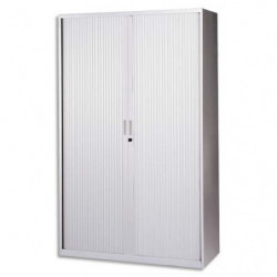 MT INTERNATIONAL Armoire haute monobloc éco Corps et Rideau Gris clair - Dimensions L120 x H198 x P43 cm