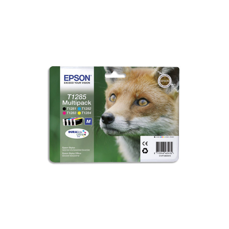 EPSON Multipack Cartouches Jet d'Encre DURABrite Ultra N/C/M/J ''Renard'' (T1285) - C13T12854012