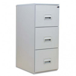 PIERRE HENRY Classeur DS 3 tiroirs Gris, poignée porte-étiquette, centralisée, L 41,8 x H99,2 x P54,1 cm