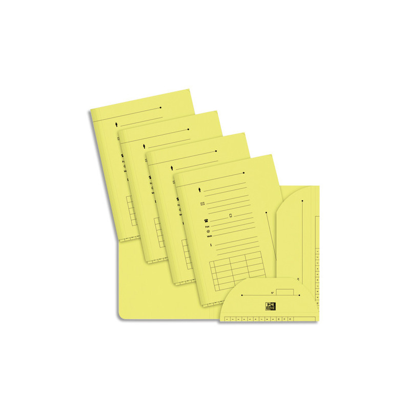OXFORD Paquet de 25 chemises HV ULTIMATE 2 rabats. En kraft 240g. Pour format A4. Coloris Jaune pastel