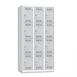 PIERRE HENRY Vestiaire 4 Cases + 3 Colonnes - Dimensions : L90 x H180 x P50 cm Gris perle