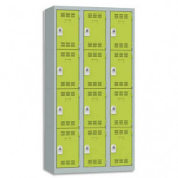 PIERRE HENRY Vestiaire 4 Cases + 3 Colonnes - Dimensions : L90 x H180 x P50 cm Gris perle anis