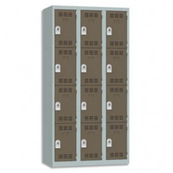 PIERRE HENRY Vestiaire 4 Cases + 3 Colonnes - Dimensions : L90 x H180 x P50 cm Gris perle basalte