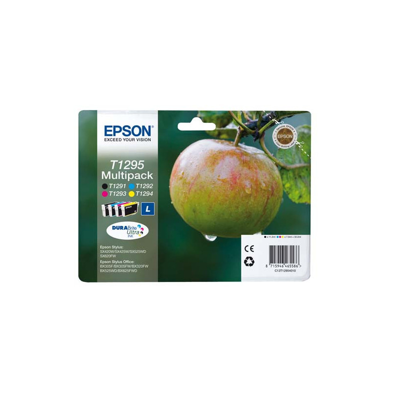 EPSON Multipack Cartouches Jet d'Encre DURABrite Ultra N/C/M/J ''Pomme'' (T1295) - C13T12954012