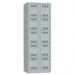 PIERRE HENRY Vestiaire 5 Cases + 2 Colonnes - Dimensions : L60 x H180 x P50 cm Gris perle