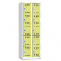 PIERRE HENRY Vestiaire 5 Cases + 2 Colonnes - Dimensions : L60 x H180 x P50 cm Gris perle anis