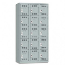 PIERRE HENRY Vestiaire 5 Cases + 3 Colonnes - Dimensions : L90 x H180 x P50 cm Gris perle