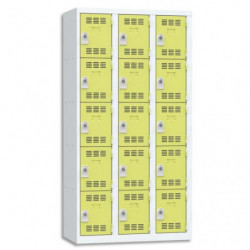 PIERRE HENRY Vestiaire 5 Cases + 3 Colonnes - Dimensions : L90 x H180 x P50 cm Gris perle anis