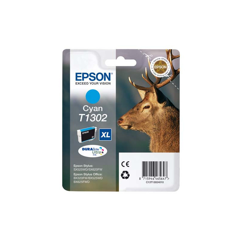 EPSON Cartouche Jet d'Encre DURABrite Ultra Cyan (XL) ''Cerf'' - C13T13024012