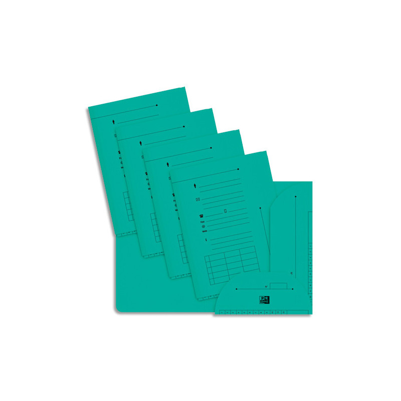 OXFORD Paquet de 25 chemises HV ULTIMATE 2 rabats. En kraft 240g. Pour format A4. Coloris vert pastel