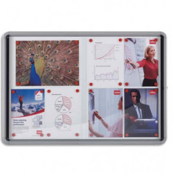 NOBO Vitrine d'affichage magnétique porte coulissante Premium Plus, fermeture à clé, capacité 8 flles, A4