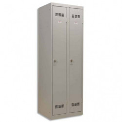 PIERRE HENRY Vestiaire métal industrie propre 2 casiers largeur 60 cm Gris perle