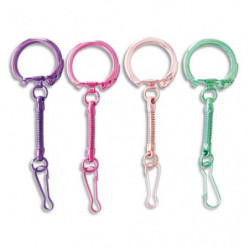GRAINE CREATIVE 10 porte-clés mousquetons couleurs assorties métal, Violet, Rose, Saumon, Vert clair