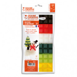 GRAINE CREATIVE 6 plaques de cire à modeler 240g, Noir,Rouge,Blanc,Jaune,vert clair,vert foncé