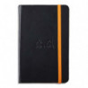 RHODIA Carnet Rhodiarama 9x14cm 192 pages lignées. Couverture rembordée Noire