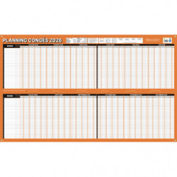 CBG Planning annuel congés et absences millésimé, 32 personnes, effaçable à sec, 60x99cm, 4 oeillets