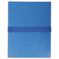 EXACOMPTA Chemise extensible en balacron. Rabat en pied, fermeture par sangle scratch. Coloris Bleu