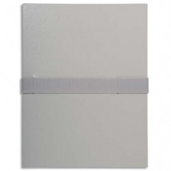 EXACOMPTA Chemise extensible en balacron. Rabat en pied, fermeture par sangle scratch. Coloris Gris