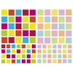 MAILDOR Sachet de 4 planches 10,5x16cm, 212 gommettes Initial carré couleurs vif/pastel assorties