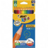 BIC Kids Evolution ECOlutions Crayons de Couleur - Coloris Assortis, Etui Carton de 12