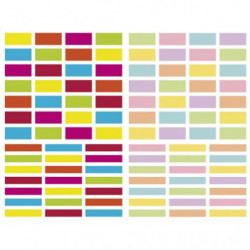 MAILDOR Sachet de 4 planches 10,5x16cm, 196 gommettes Initial rectangle couleurs vif/pastel assorties