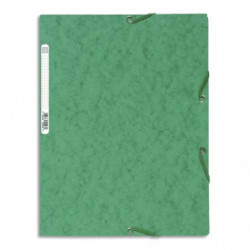EXACOMPTA Chemise 3 rabats/ élastique, carte lustrée 5/10e, 400gr. Format 24x32cm. Coloris Vert.