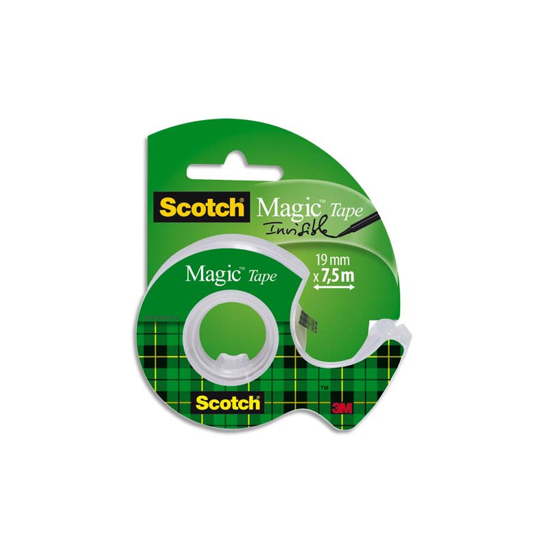 SCOTCH Ruban adhésif invisible 19mm x 7,5m, sur dévidoir plastique, 810