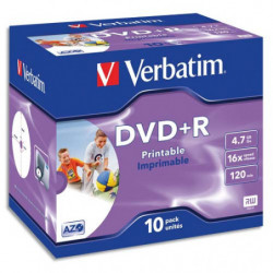 VERBATIM Pack de 10 DVD+R imprimable 4.7Go 16x 043508