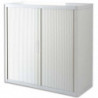 PAPERFLOW EasyOffice armoire démontable corps en PS teinté et rideau Blanc - Dim L110x H104x P41,5 cm