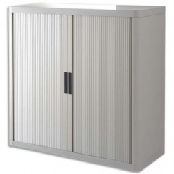 PAPERFLOW EasyOffice armoire démontable corps en PS teinté et rideau Gris - Dim L110x H104x P41,5 cm