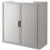 PAPERFLOW EasyOffice armoire démontable corps en PS teinté et rideau Gris - Dim L110x H104x P41,5 cm